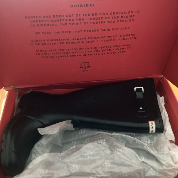 HUNTER Women's Original Tall Gloss Rain Boots - BLACK SIZE 9 - Picture 3 of 6